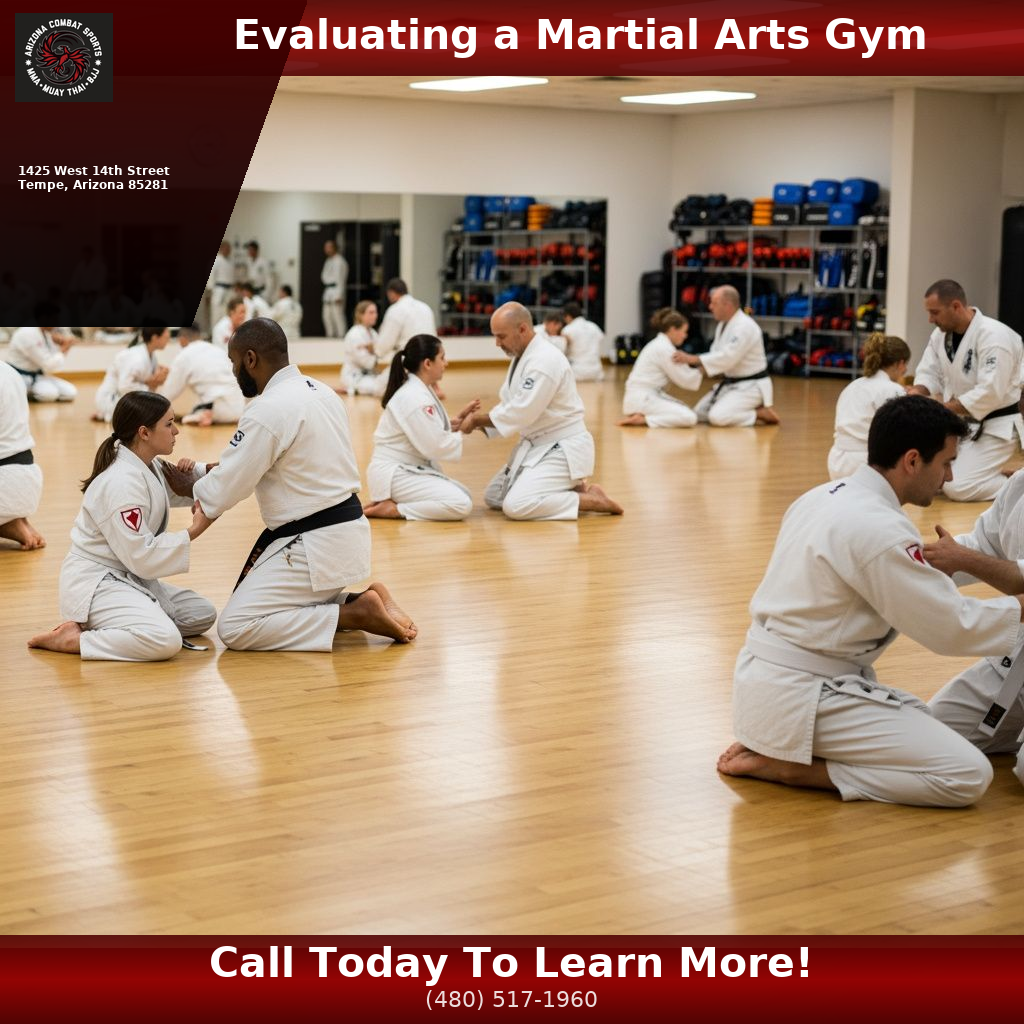 Students in a beginner martial arts class at a well-maintained gym in Tempe AZ with a coach actively teaching on the mat.